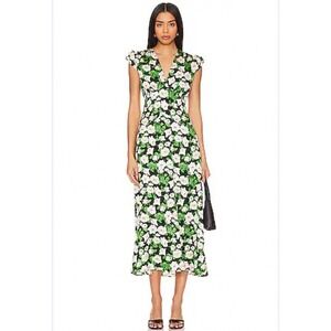 Heartloom Zanzibar Dress Women XS Raven Green Floral Midi NEW Revolve 241dv8q